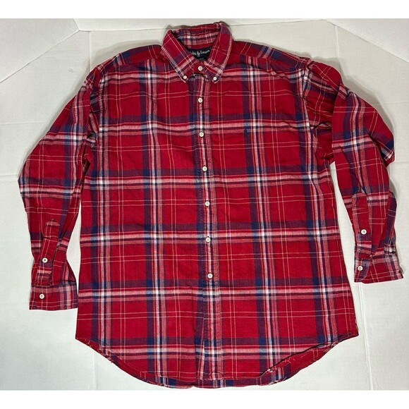 Ralph Lauren Blaire Shirt Red Button Up Long Sleeve Blake Cotton Blue Pony Large - Picture 3 of 10